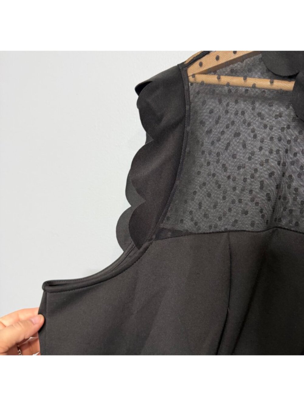 ELOQUII black scallop trim collared sheer overlay dress size 26 - Picture 3 of 8